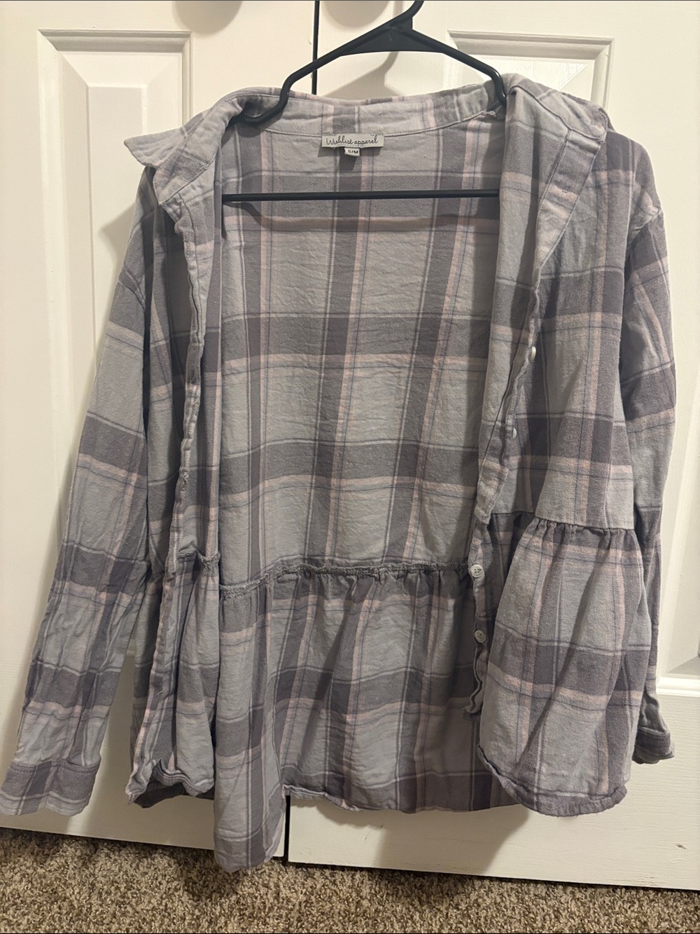 Lightweight Plaid Button-Down Flannel Gray